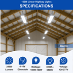 320W | 240W | 160W LED Linear High Bay Light Fixture CCT, 4000K/5000K/6500K LED Workshops Light, 0-10V Dimmable UL/DLC Lighting for Warehouse, Exhibit Halls, Supermarkets, Proudly Made in The USA