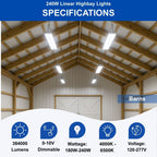 320W | 240W | 160W LED Linear High Bay Light Fixture CCT, 4000K/5000K/6500K LED Workshops Light, 0-10V Dimmable UL/DLC Lighting for Warehouse, Exhibit Halls, Supermarkets, Proudly Made in The USA
