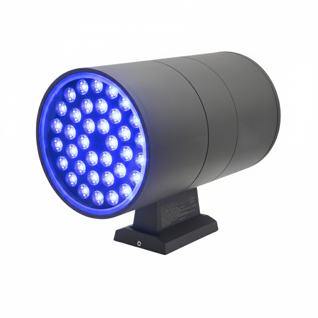 World Smart LED Modern Outdoor Porch Patio Up Down Single Color Light | Purple | Green| RED | Blue Single Color with Aluminum Cylinder and Tempered Glass Cover Waterproof Wall Sconce | Main image