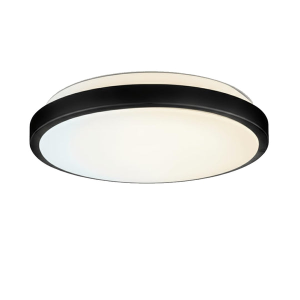 12 Inch LED Flush Mount Ceiling Light Fixture - TRIAC Dimmable - 15W Power, 1050LM - Modern Single Ring Ceiling Light for Bedroom, Kitchen, Bathroom, Home & Office - ETL Certified - Black