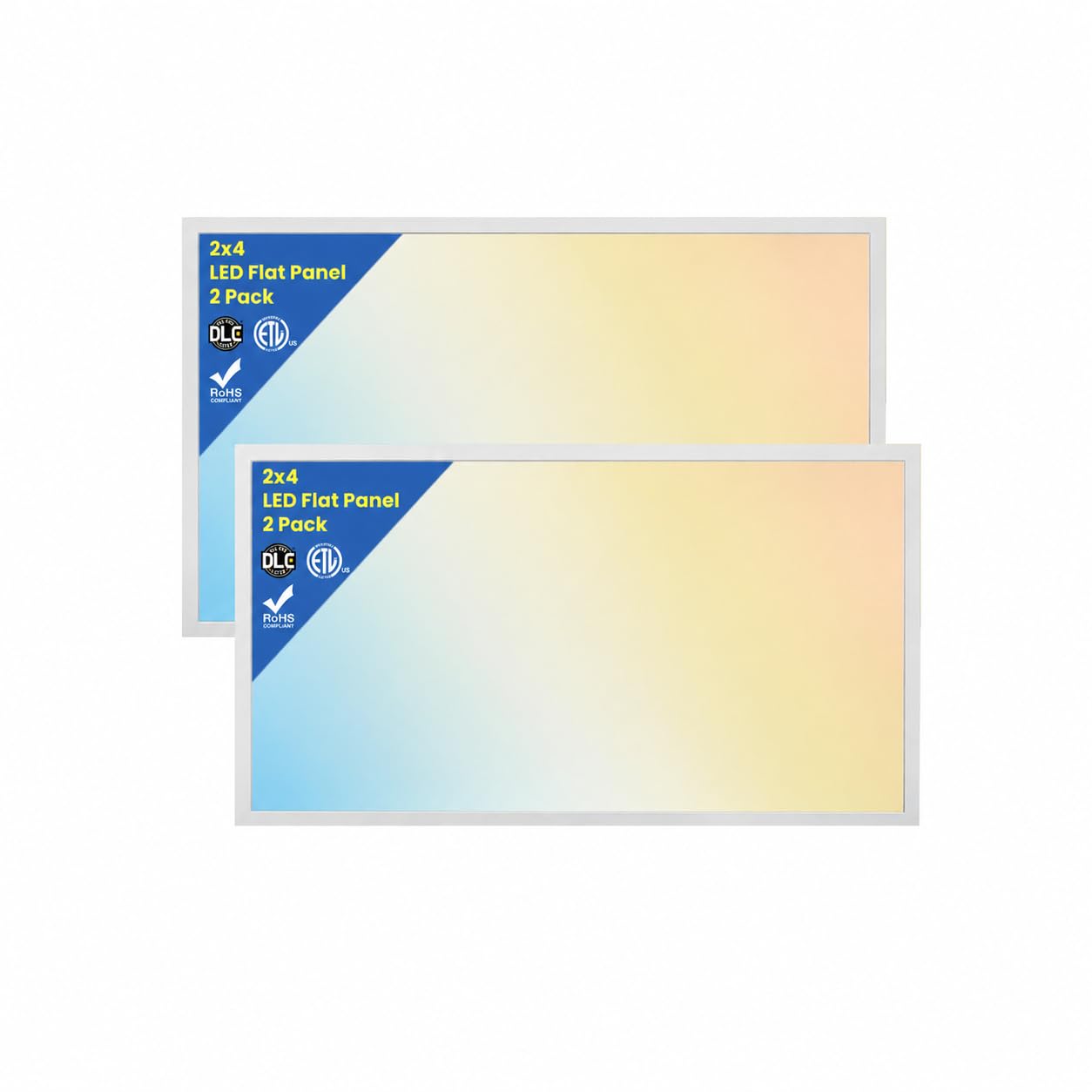 2x4 LED Flat Panel Light Drop Ceiling Office Fixture, 6500LM, Selectable Features, 30W/40W/50W/60W/72W, 3000K/3500K/4000K/5000K/6500K, Dimmable (0-10V), Dustproof ETL (2 Pack) Main image
