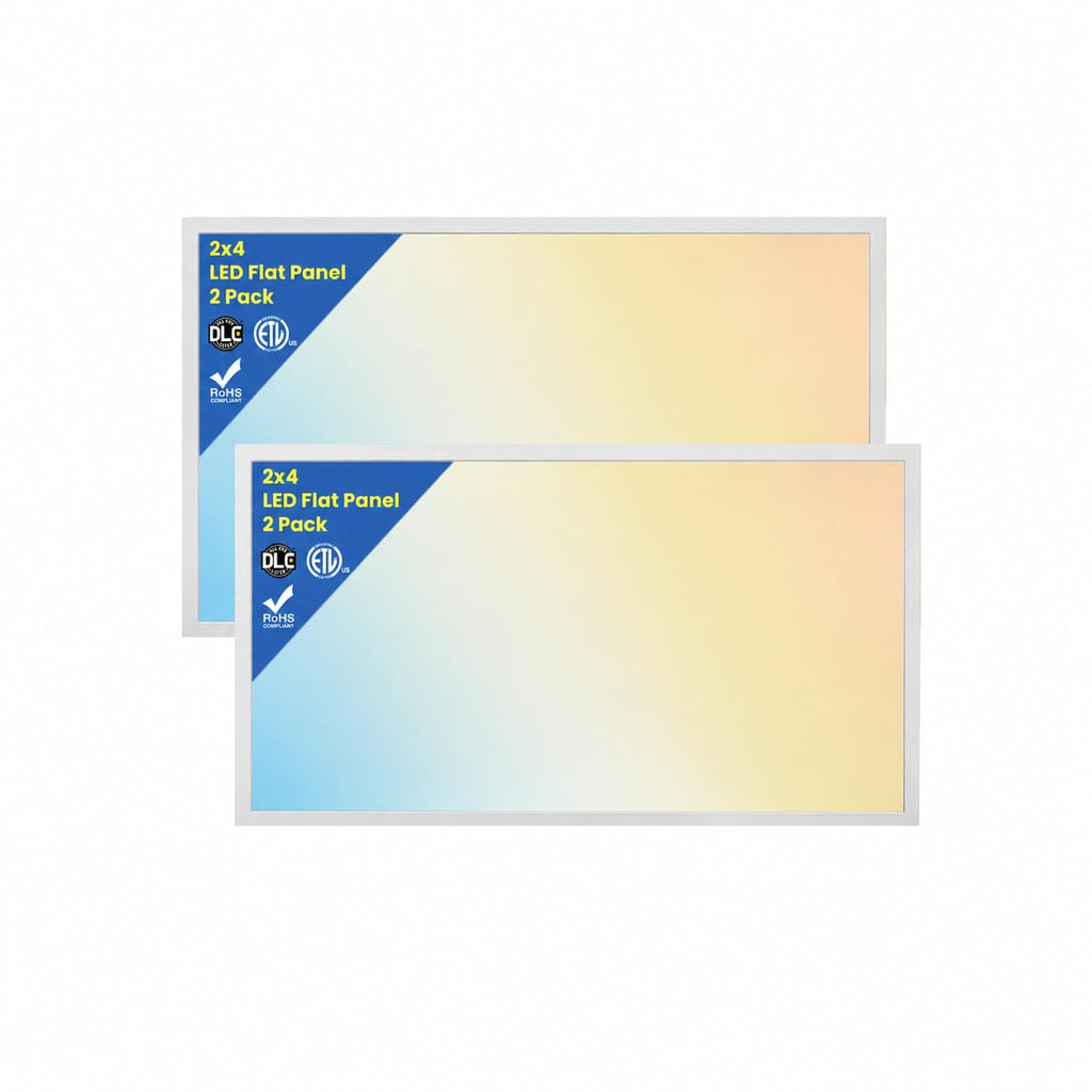 2x4 LED Flat Panel Light Drop Ceiling Office Fixture, 6500LM, Selectable Features, 30W/40W/50W/60W/72W, 3000K/3500K/4000K/5000K/6500K, Dimmable (0-10V), Dustproof ETL (2 Pack)