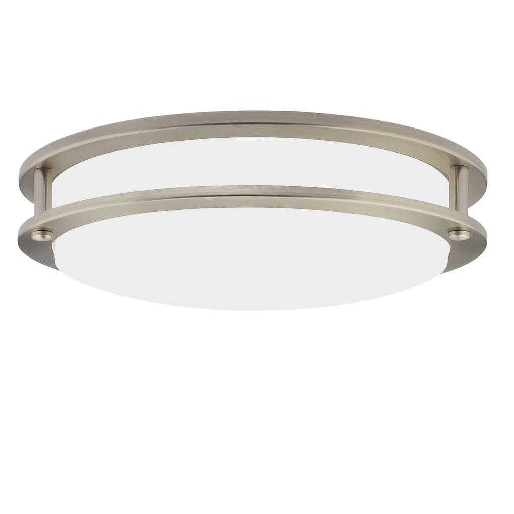 14 and 16 Inch LED Flush Mount Ceiling Light Fixture - TRIAC Dimmable - 25W Power, 1750LM - Modern Double Ring Ceiling Light- Silver/Brushed Nickel and Black