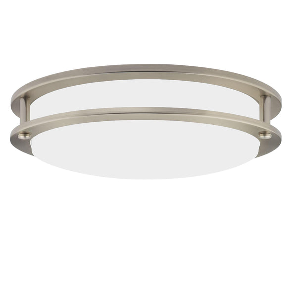 14 and 16 Inch LED Flush Mount Ceiling Light Fixture - TRIAC Dimmable - 25W Power, 1750LM - Modern Double Ring Ceiling Light- Silver/Brushed Nickel and Black