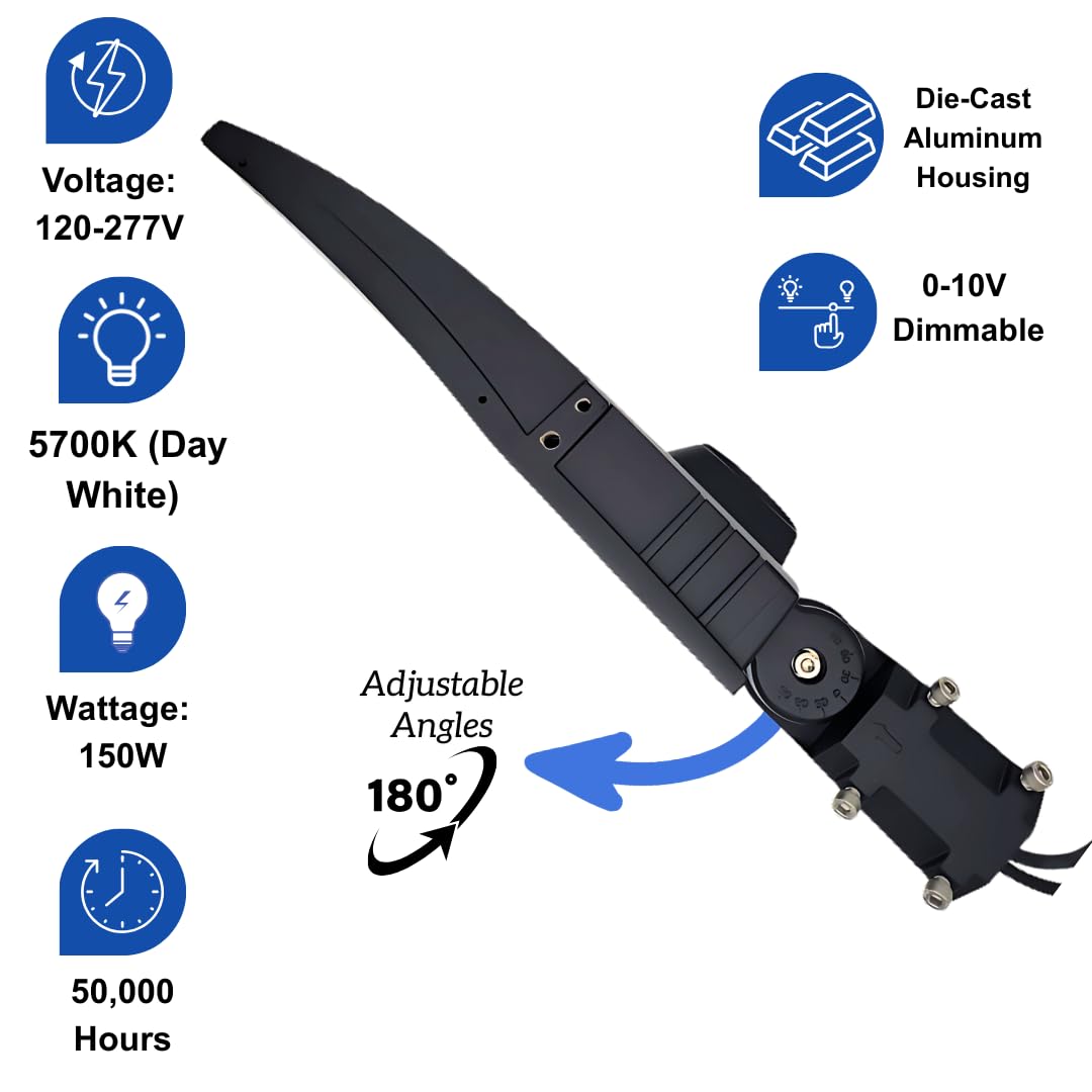 150W LED Parking Lot Light - Black 150W 5700K 24000 LM Pole barn, Street Outdoor Flood Light, Outside IP65 Weatherproof Commercial Electric Pole Lights Secondary image