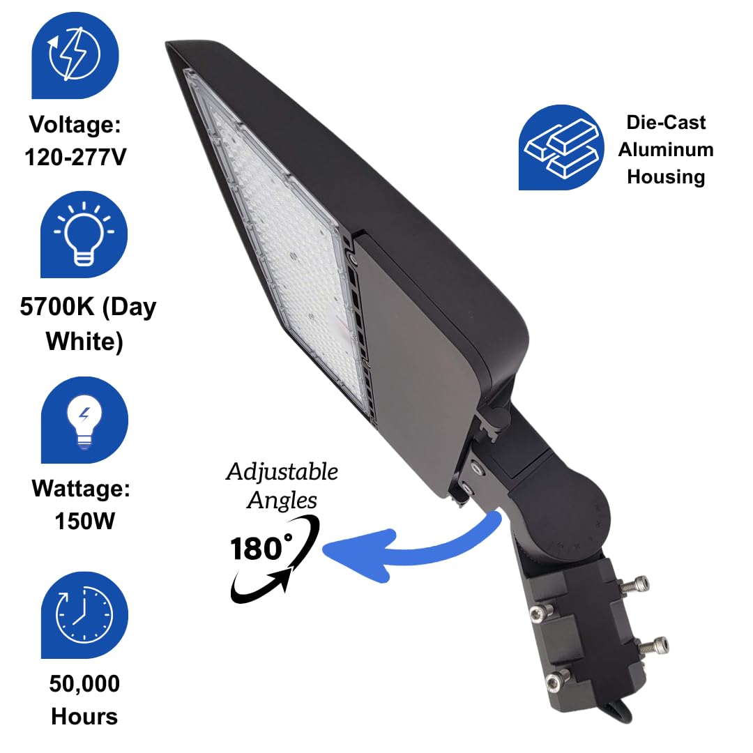 150W LED Parking Lot Light, 24000LM 5700K Daylight Outdoor Flood Light, IP65 Waterproof for Pole Barn, Stadium, Driveway, Gym - 0-10V Dimmable, 100-277V Secondary image