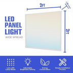 2x4, 2x2, 1x4 ft Led Flat Panel Lights, Selectable Color Temp CCT Upto 6500K Dimmable Recessed Drop Ceiling Light, No Flicker, Easy to Install, Garage, Office, Residential, Warehouse.