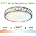14 Inch LED Flush Mount Ceiling Light Fixture - TRIAC Dimmable - 25W Power, 1750LM - Modern Criss Ceiling Light for Bedroom, Kitchen, Bathroom, Home & Office - ETL Certified - Silver
