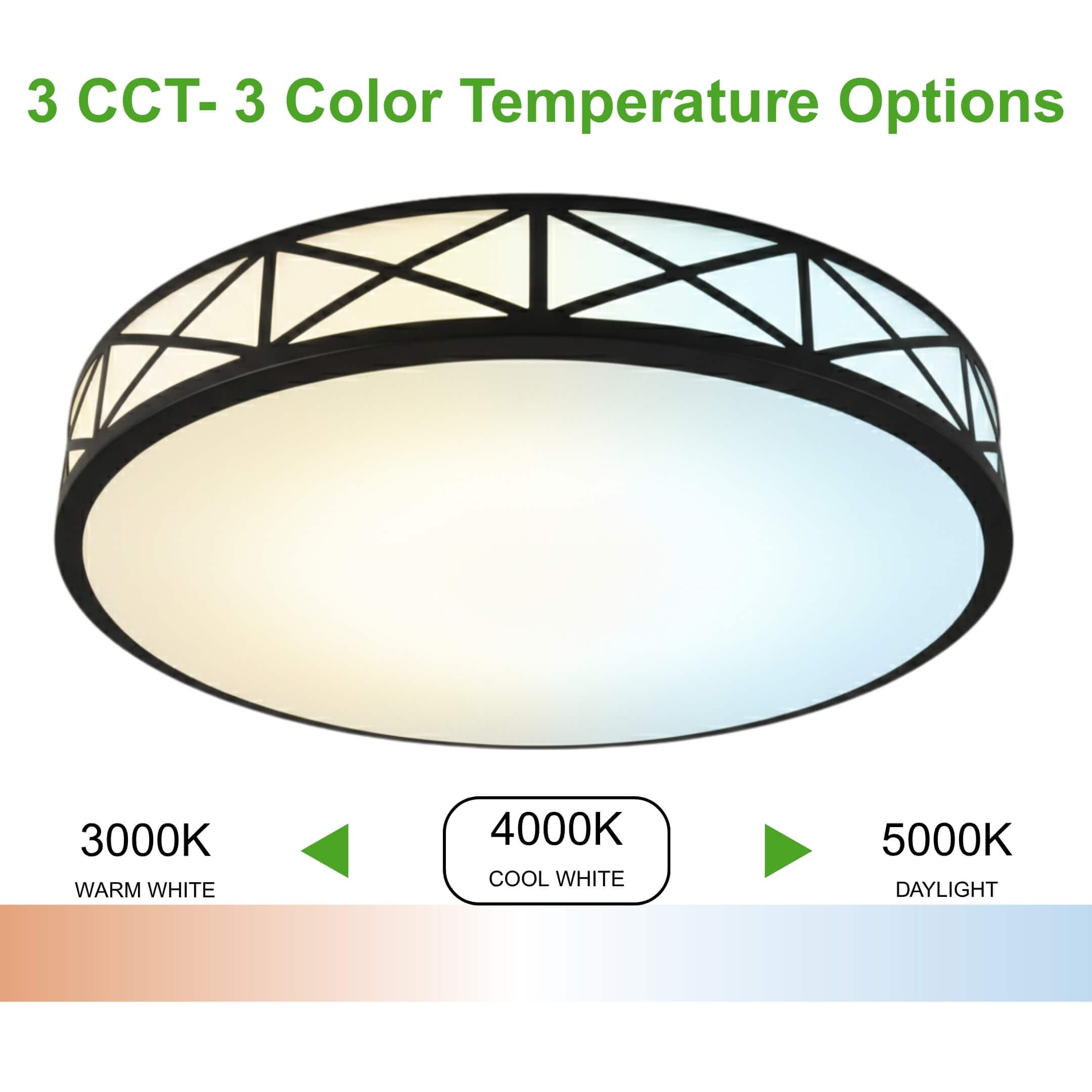 14 Inch LED Flush Mount Ceiling Light Fixture - TRIAC Dimmable - 25W Power, 1750LM - Modern Criss Ceiling Light for Bedroom, Kitchen, Bathroom, Home & Office - ETL Certified - Black Secondary image