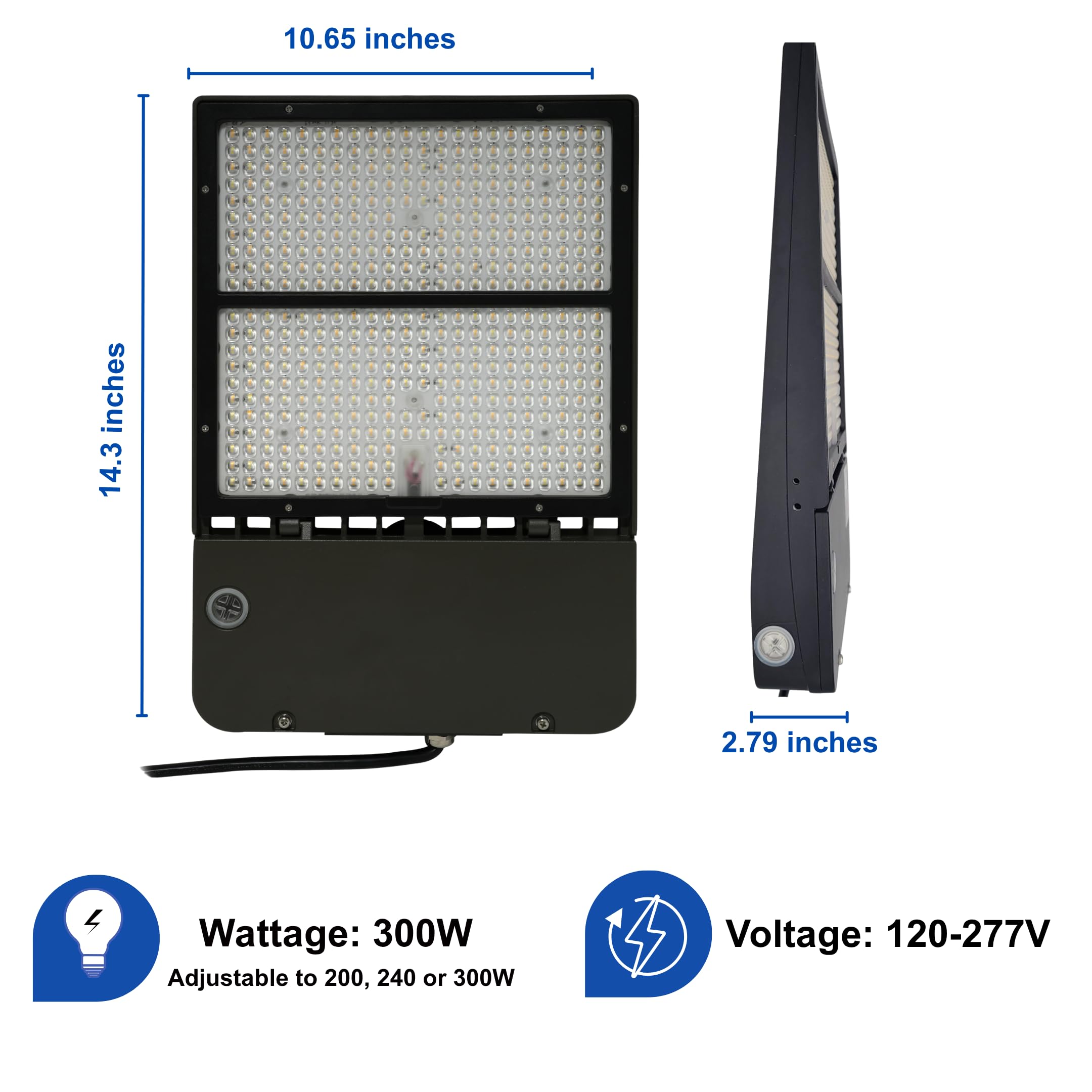 300W LED Street Light, DLC Certified Dusk to Dawn Parking Lot Lights - 6500K, 39000LM, Waterproof Outdoor Commercial Street & Area Lighting for Roadway, Security, Stadium, Pole Barn - ETL Listed Secondary image