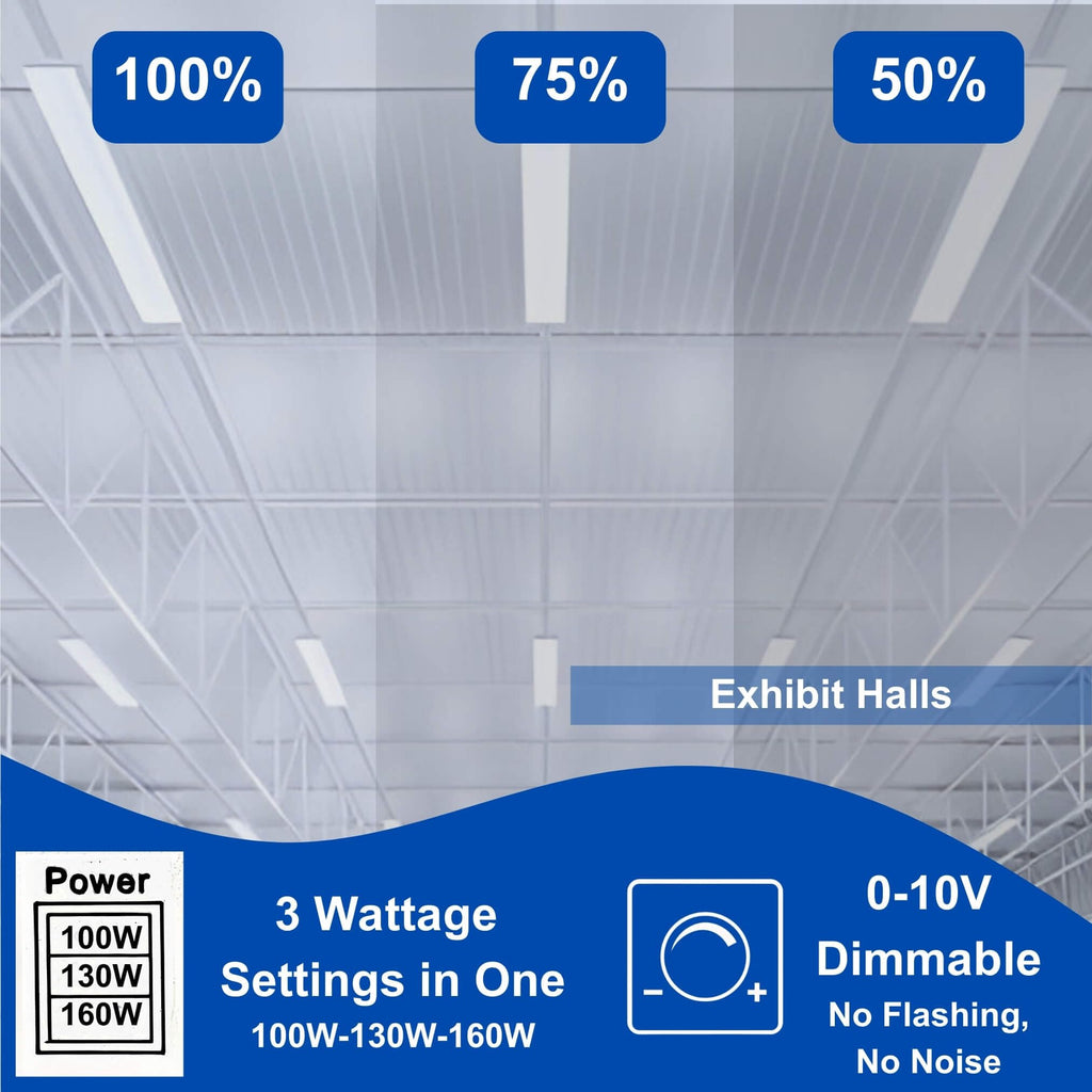 320W | 240W | 160W LED Linear High Bay Light Fixture CCT, 4000K/5000K/6500K LED Workshops Light, 0-10V Dimmable UL/DLC Lighting for Warehouse, Exhibit Halls, Supermarkets, Proudly Made in The USA