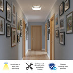14 Inch LED Flush Mount Ceiling Light Fixture - TRIAC Dimmable - 25W Power, 1750LM - Modern Criss Ceiling Light for Bedroom, Kitchen, Bathroom, Home & Office - ETL Certified - Silver