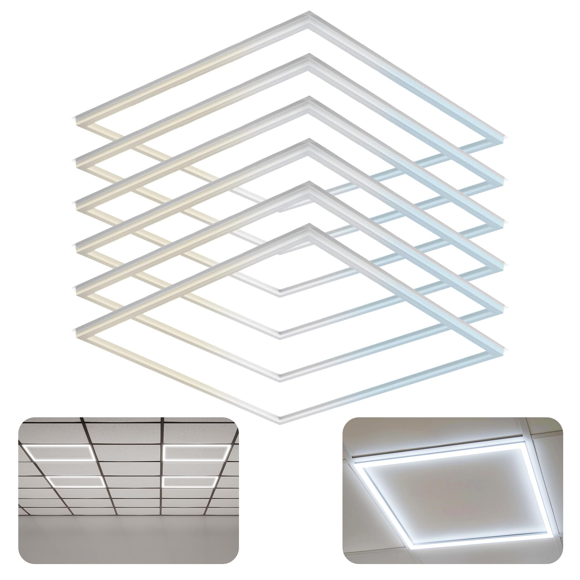 World Smart 2x2 FT Edge-Lit LED Panel Light 6 Pack, 5CCT 3000K-6500K & 3 Wattage Options (20W/30W/40W), 0-10V Dimmable Drop Ceiling Lights, 100-277V, Damp Rated