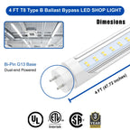 T8 4FT LED Type B Ballast Bypass Tube Light 2 Pin 24W 6500K (25 Pack)