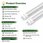 T8 4FT LED Type B Ballast Bypass Tube Light 2 Pin 24W 6500K (25 Pack)