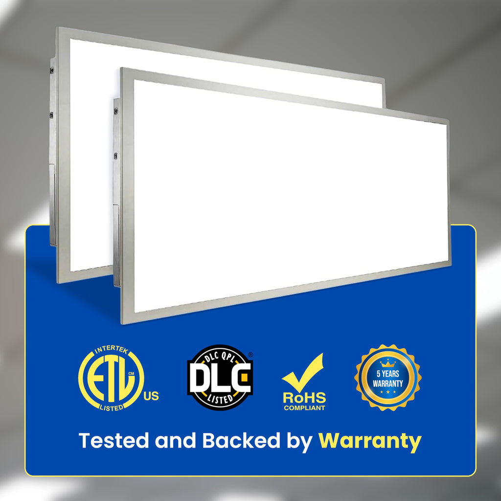 2x4 LED Flat Panel Light Drop Ceiling Office Fixture, 6500LM, Selectable Features, 30W/40W/50W/60W/72W, 3000K/3500K/4000K/5000K/6500K, Dimmable (0-10V), Dustproof ETL (2 Pack)