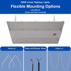 320W | 240W | 160W LED Linear High Bay Light Fixture CCT, 4000K/5000K/6500K LED Workshops Light, 0-10V Dimmable UL/DLC Lighting for Warehouse, Exhibit Halls, Supermarkets, Proudly Made in The USA
