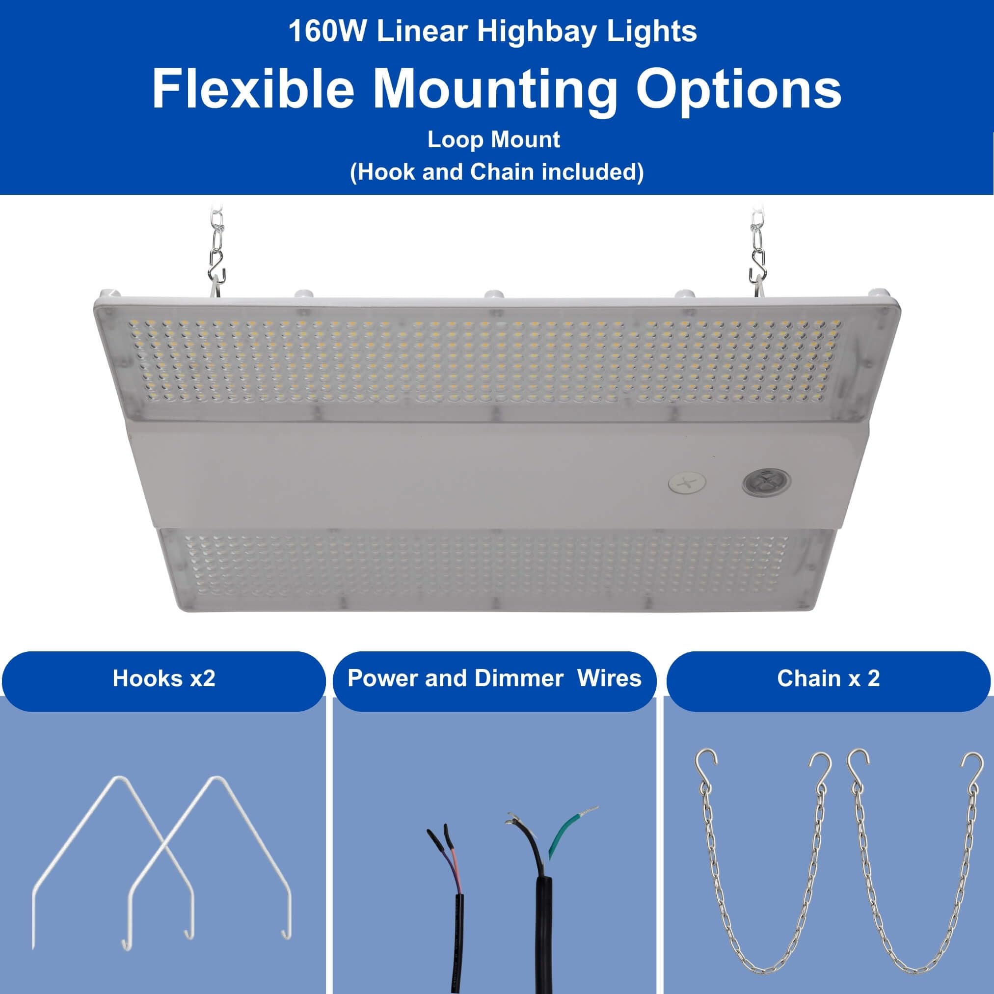 320W | 240W | 160W LED Linear High Bay Light Fixture CCT, 4000K/5000K/6500K LED Workshops Light, 0-10V Dimmable UL/DLC Lighting for Warehouse, Exhibit Halls, Supermarkets, Proudly Made in The USA