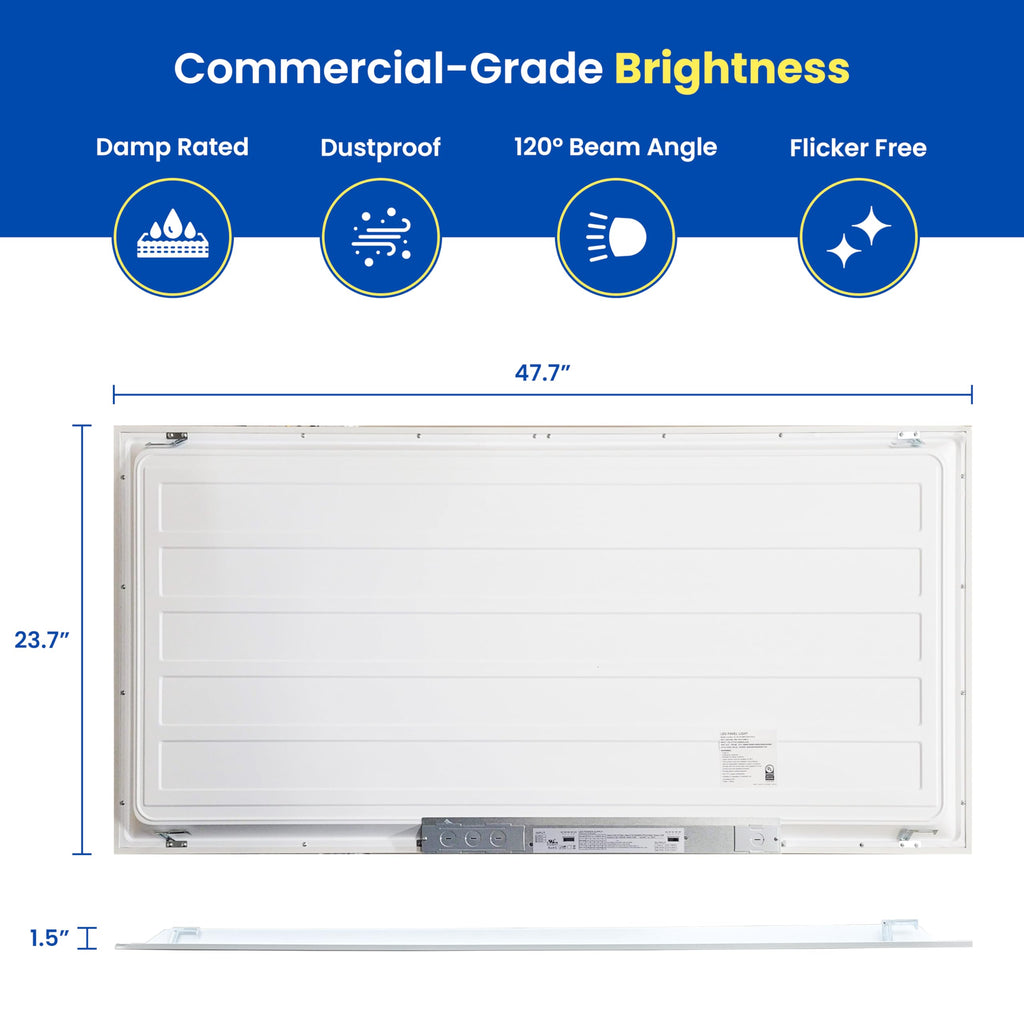 2x4 LED Flat Panel Light Drop Ceiling Office Fixture, 6500LM, Selectable Features, 30W/40W/50W/60W/72W, 3000K/3500K/4000K/5000K/6500K, Dimmable (0-10V), Dustproof ETL (2 Pack)