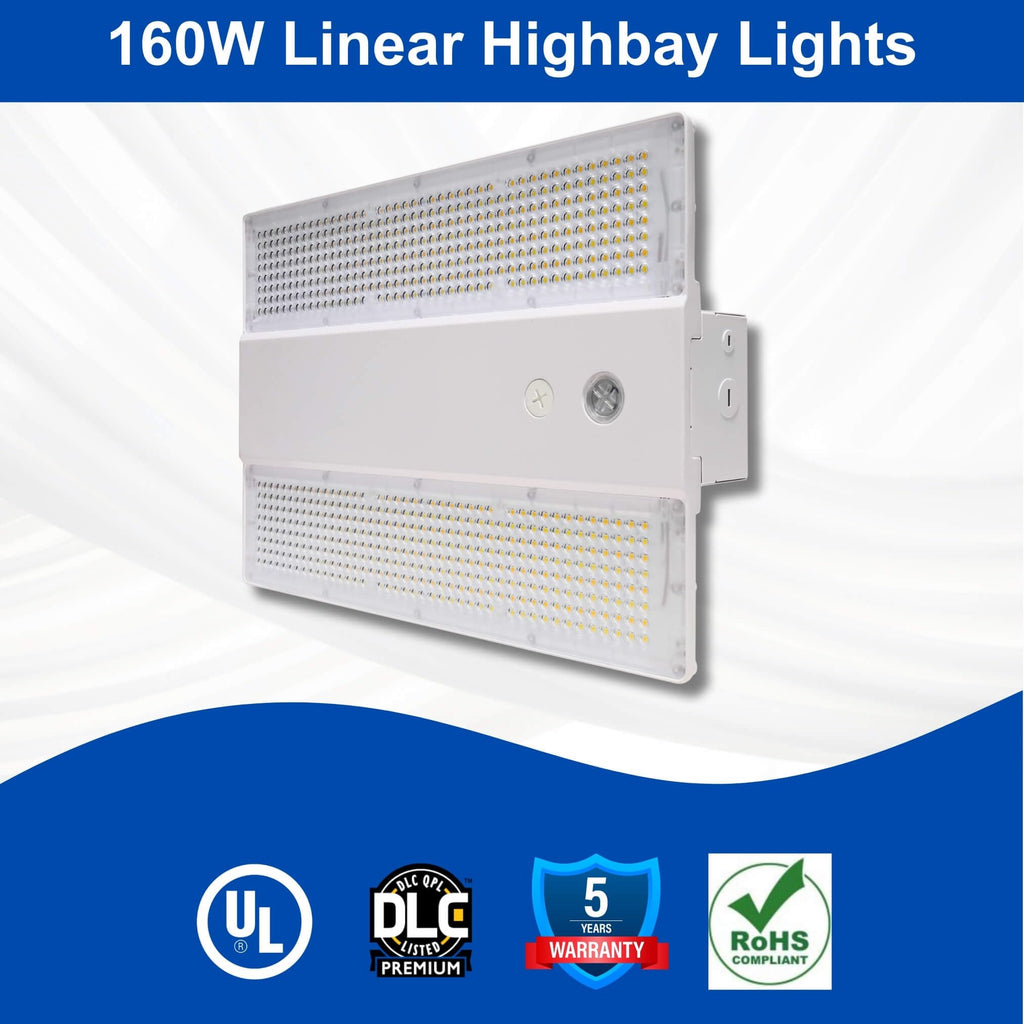 320W | 240W | 160W LED Linear High Bay Light Fixture CCT, 4000K/5000K/6500K LED Workshops Light, 0-10V Dimmable UL/DLC Lighting for Warehouse, Exhibit Halls, Supermarkets, Proudly Made in The USA