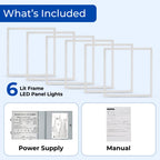 World Smart 2x2 FT Edge-Lit LED Panel Light 6 Pack, 5CCT 3000K-6500K & 3 Wattage Options (20W/30W/40W), 0-10V Dimmable Drop Ceiling Lights, 100-277V, Damp Rated