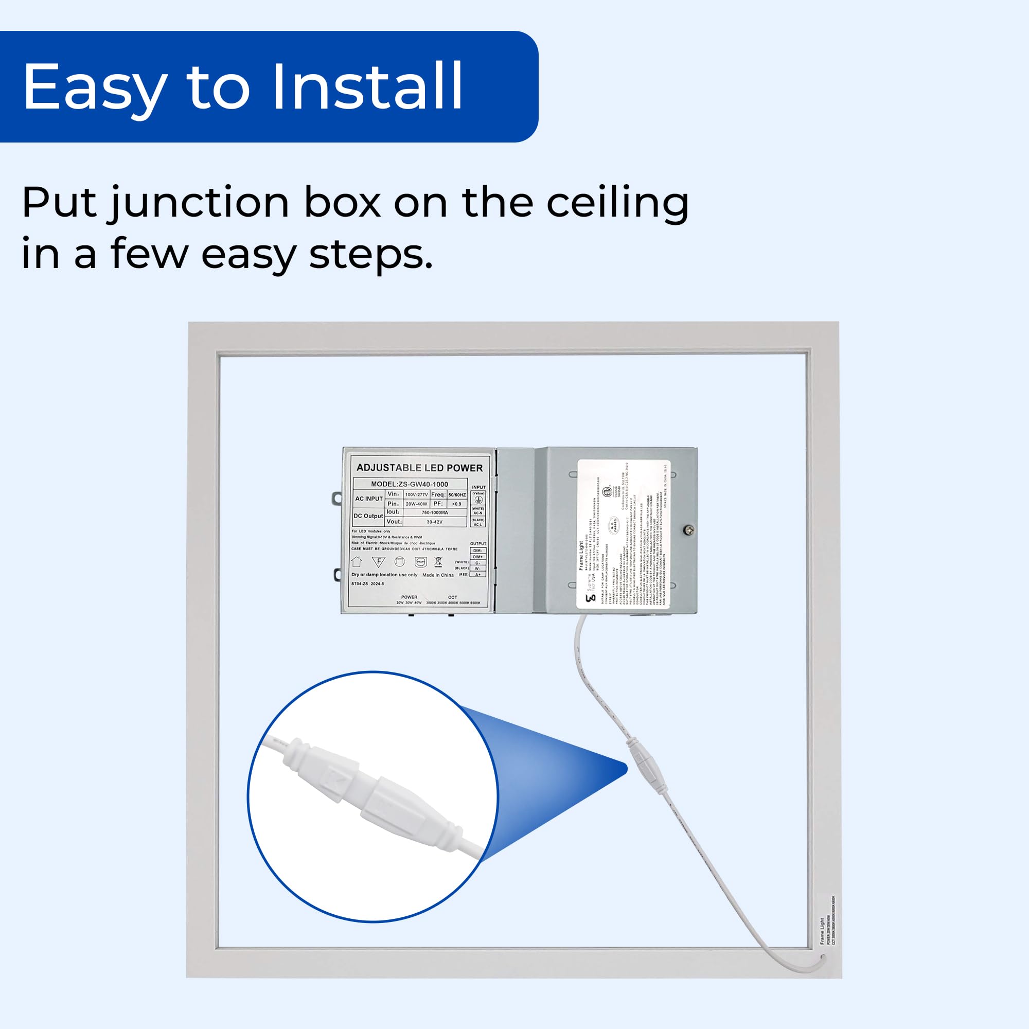 World Smart 2x2 FT Edge-Lit LED Panel Light 6 Pack, 5CCT 3000K-6500K & 3 Wattage Options (20W/30W/40W), 0-10V Dimmable Drop Ceiling Lights, 100-277V, Damp Rated