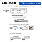 T8 4FT LED Type B Ballast Bypass Tube Light 2 Pin 24W 6500K (25 Pack)