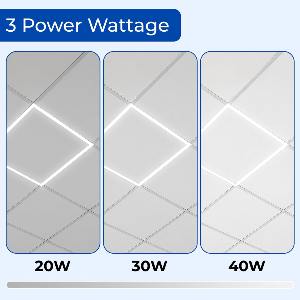 World Smart 2x2 FT Edge-Lit LED Panel Light 6 Pack, 5CCT 3000K-6500K & 3 Wattage Options (20W/30W/40W), 0-10V Dimmable Drop Ceiling Lights, 100-277V, Damp Rated