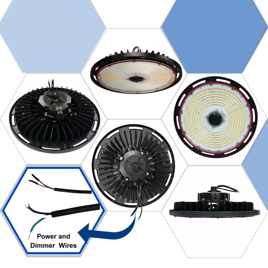 300W | 240W UFO High Bay LED Shop Light | Dimmable CCT Adjustable High BaynLights for Warehouse, Factory, Gym, Garage | IP65 Waterproof Energy-Efficient UFO Lights, Proudly Made in The USA