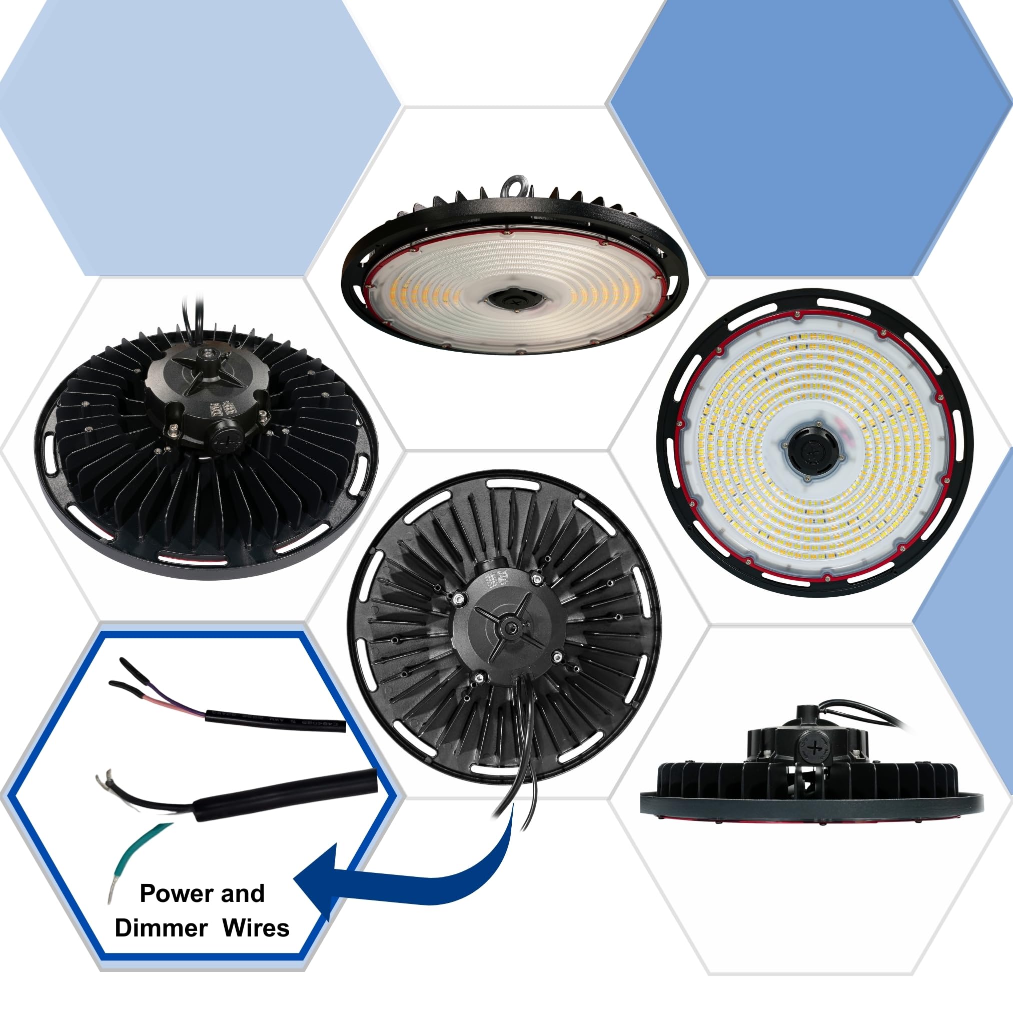 300W | 240W UFO High Bay LED Shop Light | Dimmable CCT Adjustable High BaynLights for Warehouse, Factory, Gym, Garage | IP65 Waterproof Energy-Efficient UFO Lights, Proudly Made in The USA