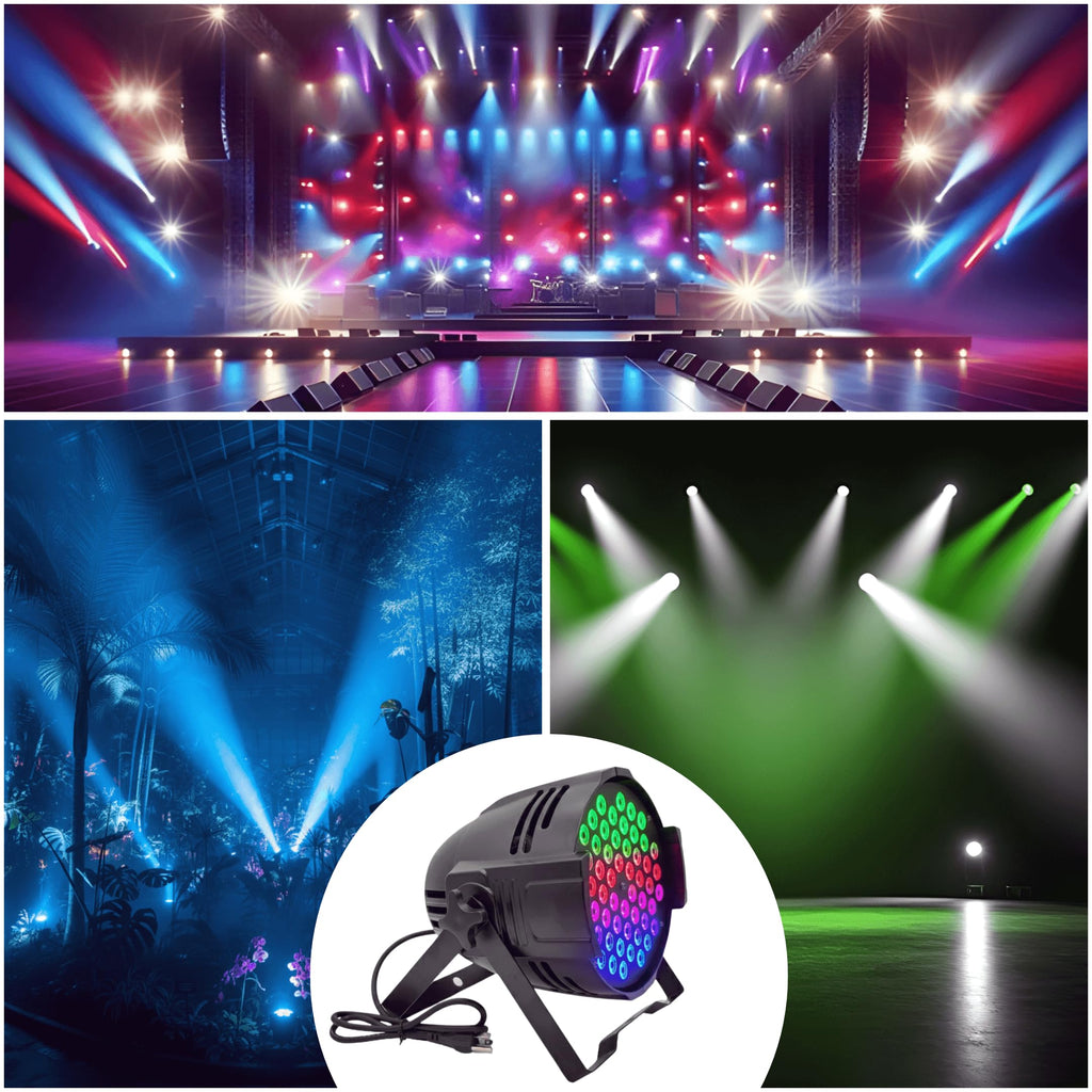 DJ Lights DMX Sound Activated, 54 x 3W LED Par Lights- RGB Stage Light DMX, DJ Par Lighting for Concert, Wedding, Party, Bar, Stage Lighting (1)