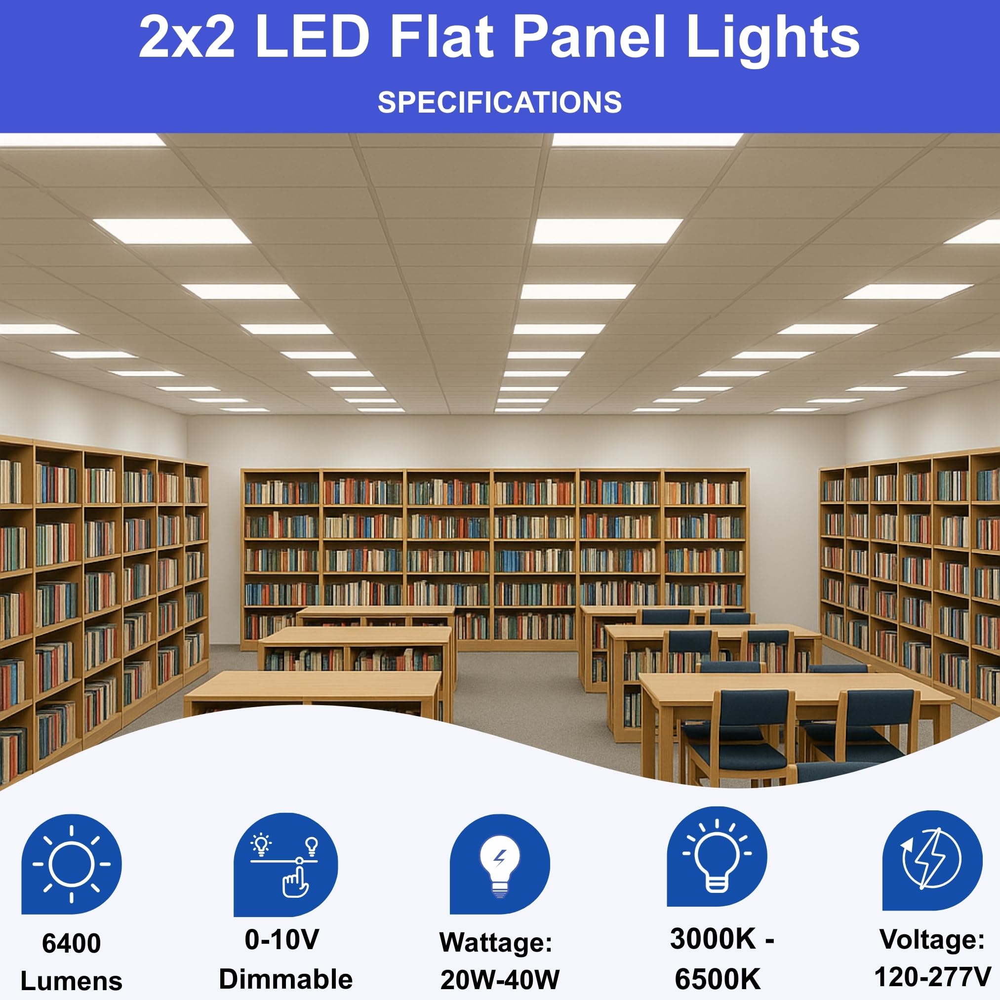 2x4, 2x2, 1x4 ft Led Flat Panel Lights, Selectable Color Temp CCT Upto 6500K Dimmable Recessed Drop Ceiling Light, No Flicker, Easy to Install, Garage, Office, Residential, Warehouse.