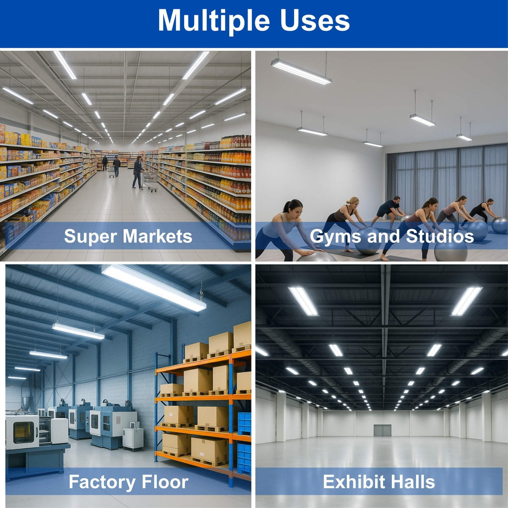 320W | 240W | 160W LED Linear High Bay Light Fixture CCT, 4000K/5000K/6500K LED Workshops Light, 0-10V Dimmable UL/DLC Lighting for Warehouse, Exhibit Halls, Supermarkets, Proudly Made in The USA
