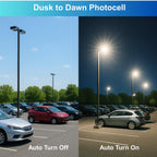 World Smart 150W LED Parking Lot Light with Photocell, Dusk to Dawn Outdoor Flood Light for Commercial Street & Area Lighting, Pole Barn, Street, Stadium - 5700K Daylight, 24000LM, IP65 Waterproof