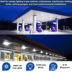 300W LED Canopy Light, Waterproof Parking Lot Lights for Carport, Warehouse, Gas Station, Carport, Auto Shop - 5700K Daylight, 48000LM, 100-277V
