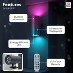 World Smart LED WSL Modern Outdoor Porch Patio Light Up Down with Aluminum Cylinder and Tempered Glass Cover Waterproof Wall Sconce Multicolor- 36W (2x18W) RGBW - 6000K Cool White