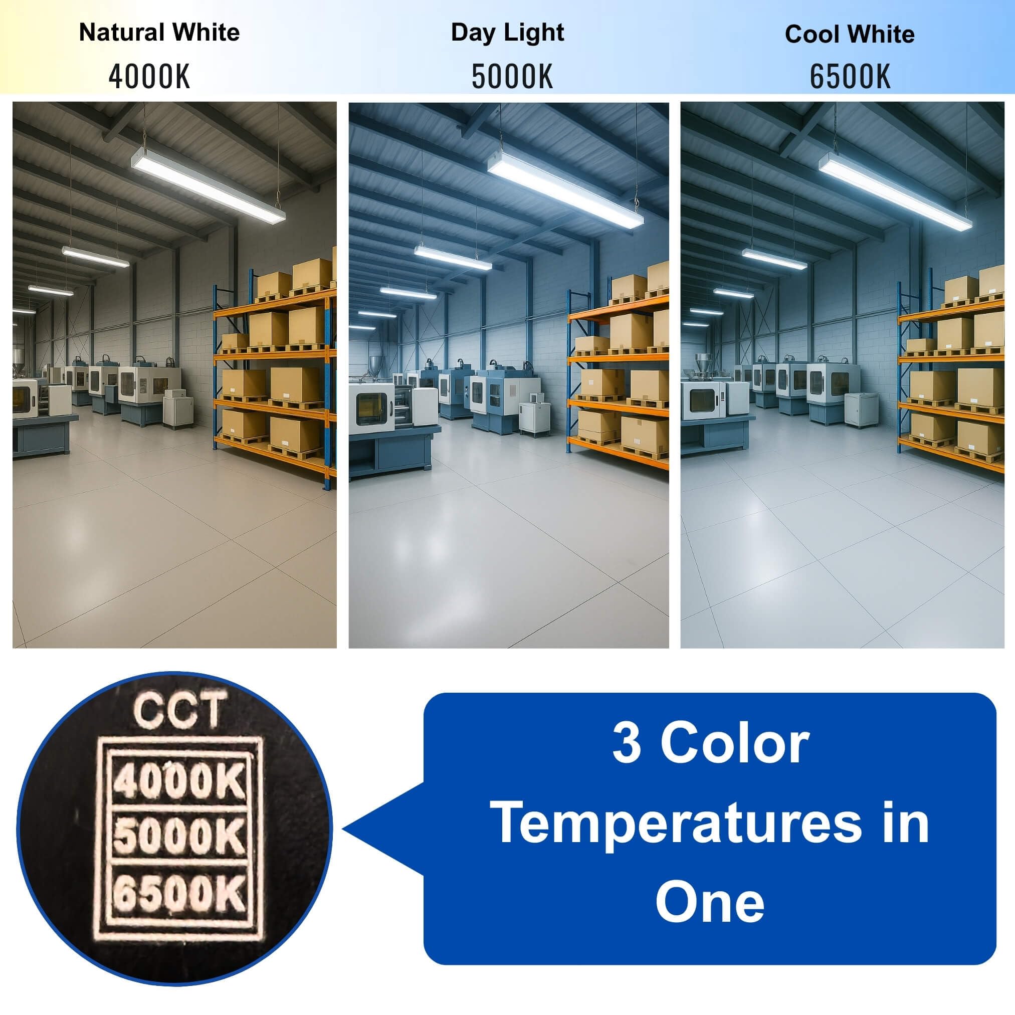 320W | 240W | 160W LED Linear High Bay Light Fixture CCT, 4000K/5000K/6500K LED Workshops Light, 0-10V Dimmable UL/DLC Lighting for Warehouse, Exhibit Halls, Supermarkets, Proudly Made in The USA