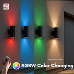 LED Up Down Light 36W RGBW 3000k | Modern Outdoor Lights for Porch Patio Light | Aluminum Cylinder and Tempered Glass Cover | Waterproof | Wall Sconce Multicolor- 2x36W RGBW (72W) Total