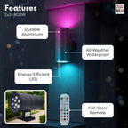 World Smart LED Modern Outdoor Porch Patio Light Up Down with Aluminum Cylinder and Tempered Glass Cover Waterproof Sconces Wall Lighting Multicolor RGBW (24 Watts - RGBW (Cool White 6000K))
