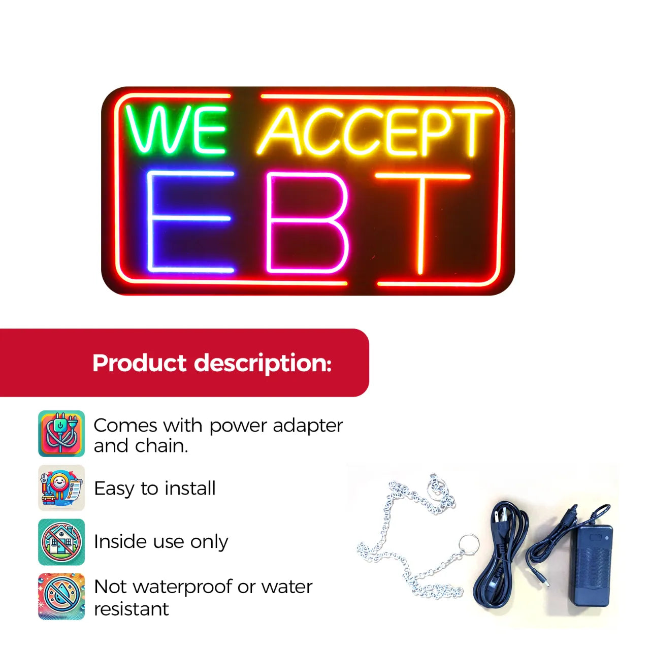 Neon Sign WE ACCEPT EBT Secondary image