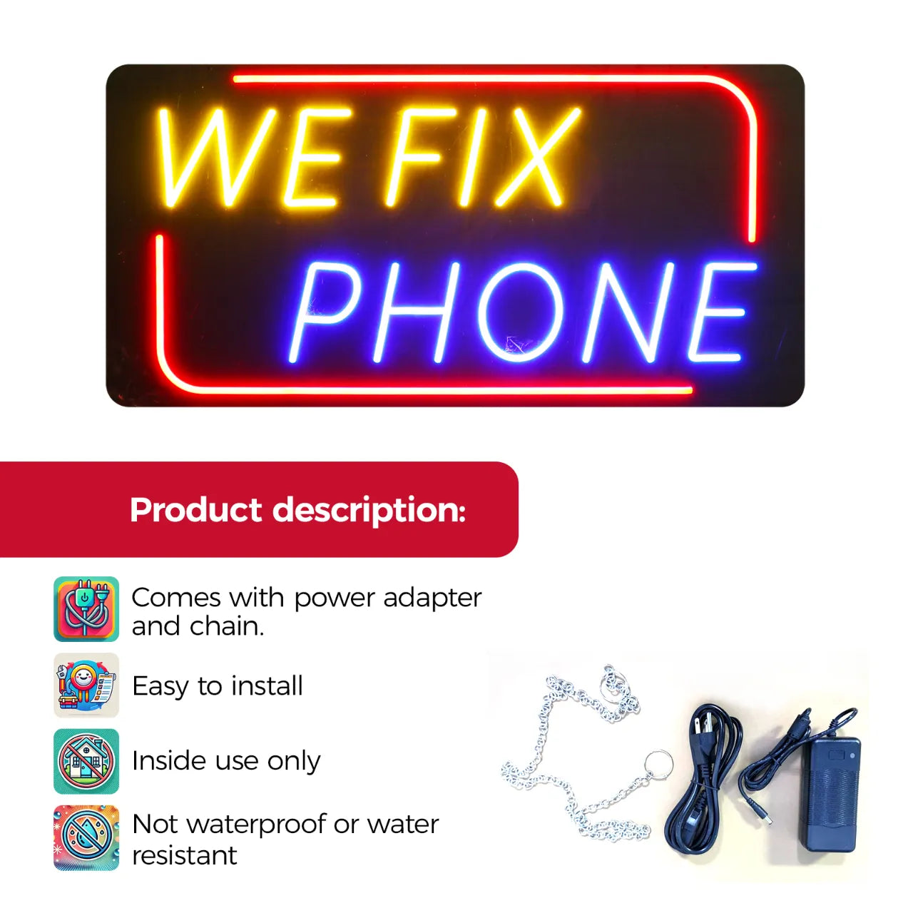 Neon Sign WE FIX PHONE Secondary image