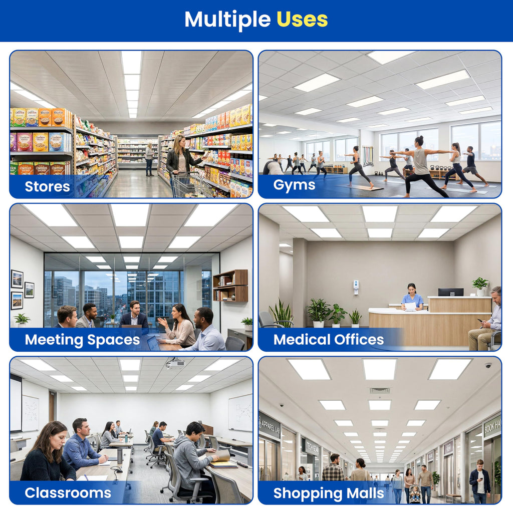 2x4 LED Flat Panel Light Drop Ceiling Office Fixture, 6500LM, Selectable Features, 30W/40W/50W/60W/72W, 3000K/3500K/4000K/5000K/6500K, Dimmable (0-10V), Dustproof ETL (2 Pack)