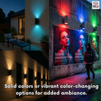 LED Up Down Light 36W RGBW 3000k | Modern Outdoor Lights for Porch Patio Light | Aluminum Cylinder and Tempered Glass Cover | Waterproof | Wall Sconce Multicolor- 2x36W RGBW (72W) Total